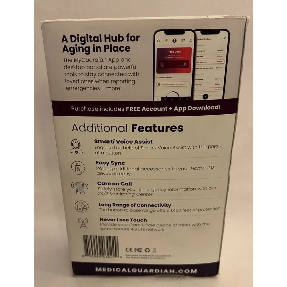 Medical Guardian Home 2.0 Complete Device Kit Home Care Senior Elderly Wristband
